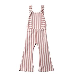 Striped Bell-Bottom Jumpsuit Romper Overalls Pants